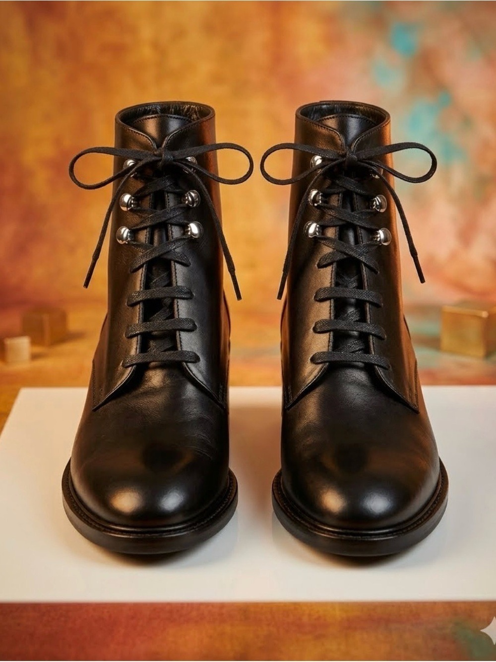 Lewit "Lucca" Black Leather Ankle Moto Boots - Size 39 Euro